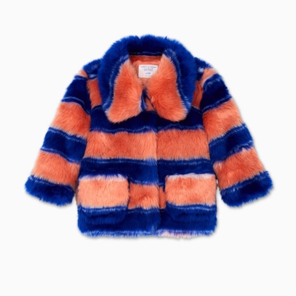 rockets of Awesome Other - Rockets of Awesome size 12 18 Month Pink Blue Faux Fur Coat Jacket New NWT NIB